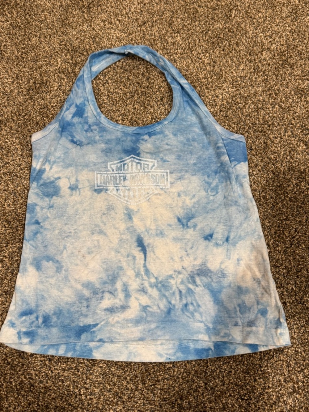Harley-Davidson Light Blue and White Tie-Dye Racerback Tank